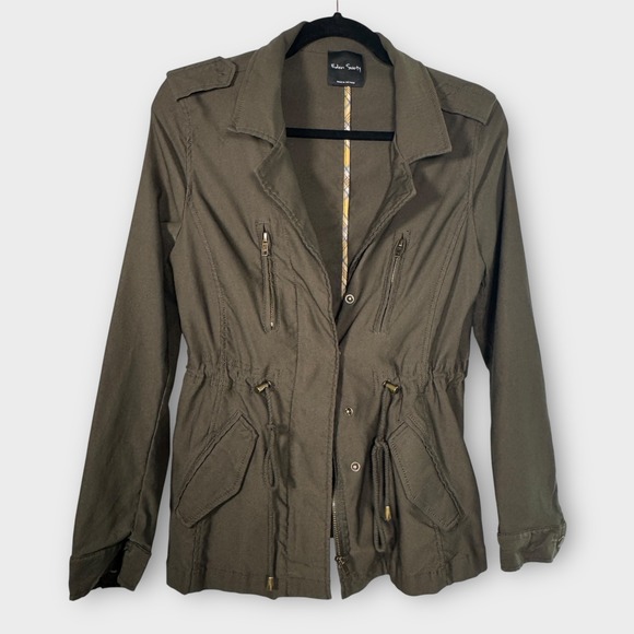 NWOT Eden Society Jacket Womens Size M Olive Green zipper buttons and Drawstring - Picture 2 of 7